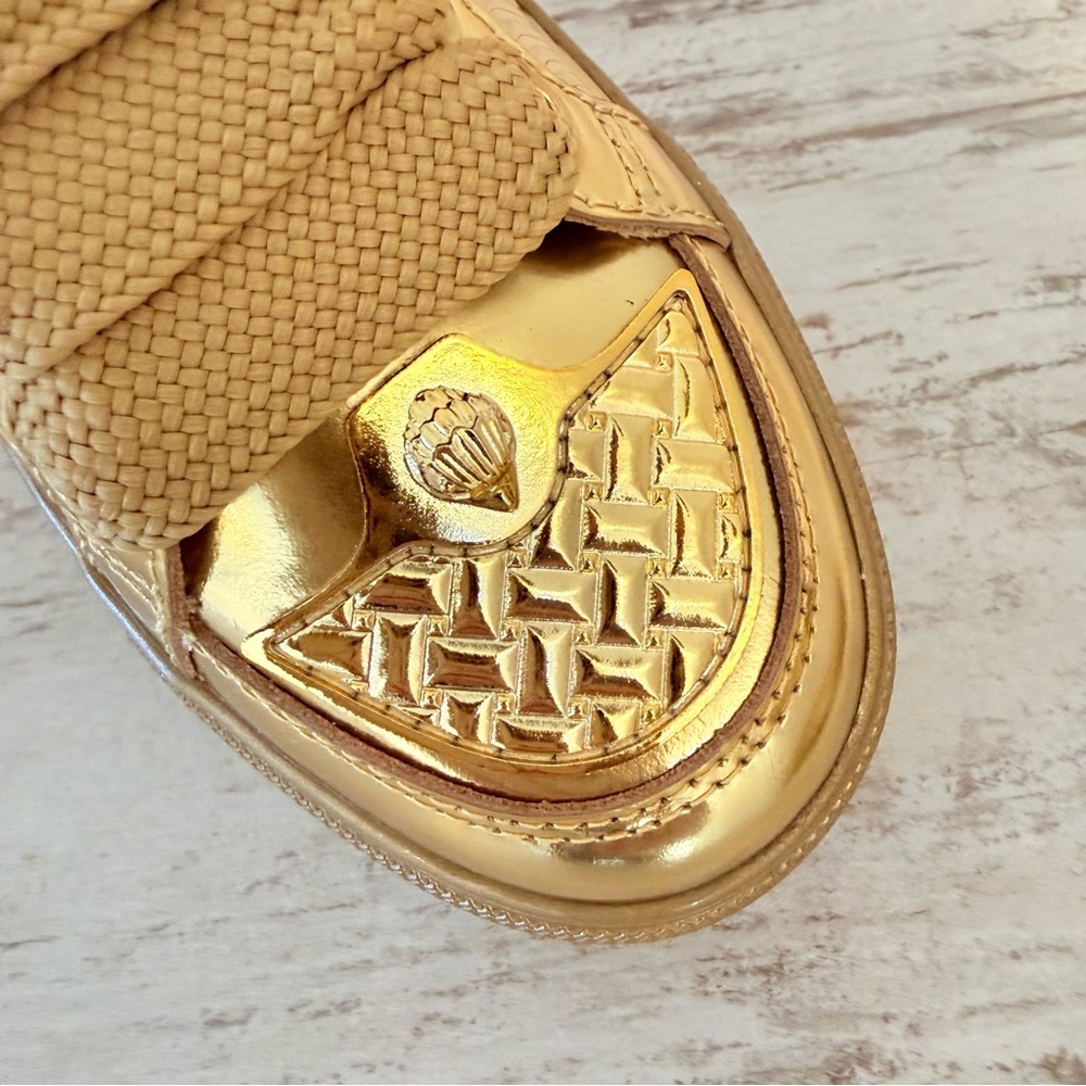Kurt Geiger London Women's Southbank Tag Gold Metallic Platform Sneakers NEW - Picture 9 of 14